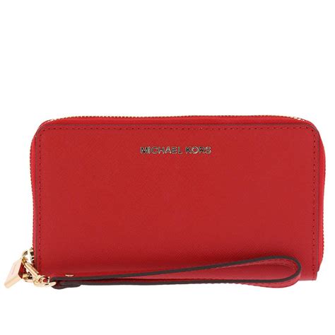 scarlet red michael kors wallet|Michael Kors red leather wallet.